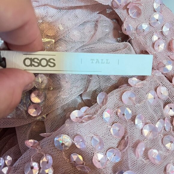 ASOS Pink Sequin Wrap Tall Length Bodysuit NEW Size US8 - Picture 7 of 10
